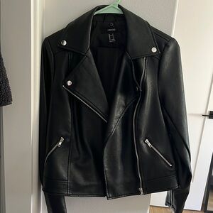 Forever 21 Black Leather Jacket with Silver Accents